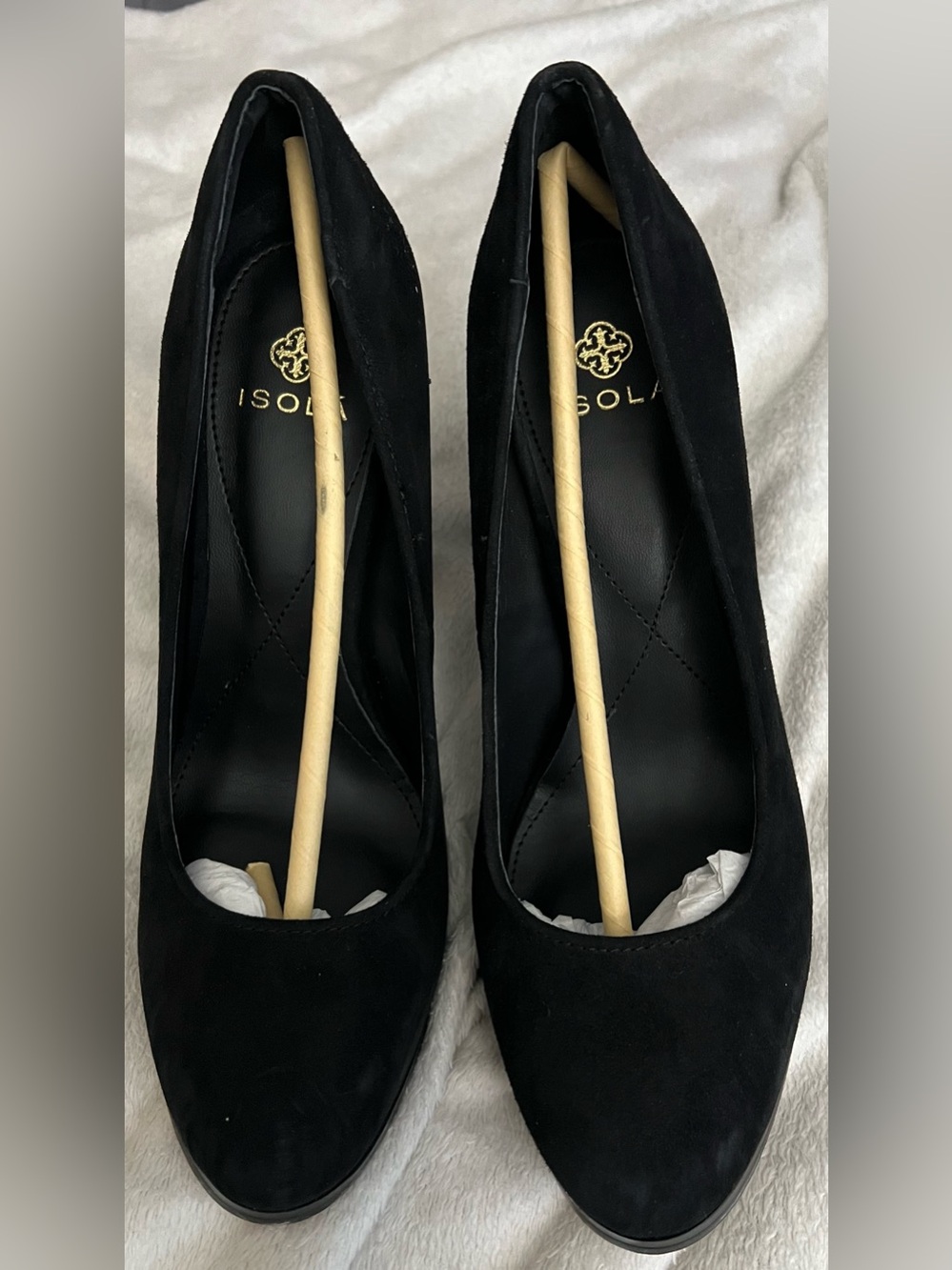 NWOT Isola Black Suede Rounded Toe Heel Pump